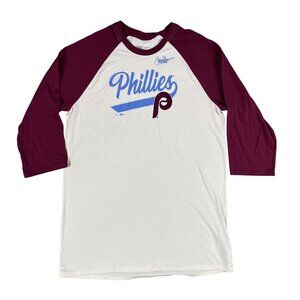 Philadelphia Phillies Unisex Nike 3/4 Sleeve Maroon & Cream T-Shirt Sz Medium